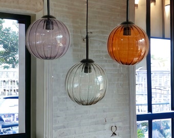 kitchen island light - Set of Three Modern pendants lights - ceiling light - blown glass pendant - large pendant light - light fixture decor