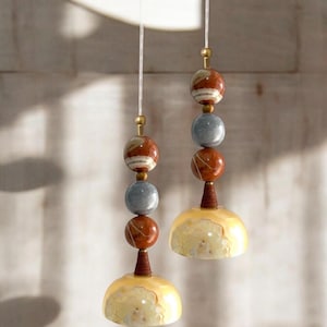 Handmade Marble pendant light - Brass & Natural Stone Light - Unique Artisan Lighting - Modern hanging Lamp - Customizable Colors
