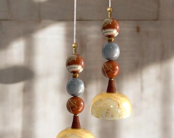 Handmade Marble Pendant Light – Brass Accent, Customizable Colors