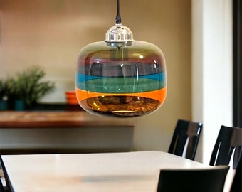 Blown glass light pendant for kitchen decor -  glass blown pendant - custom lights - ceiling light fixture - blown glass pendant - lighting