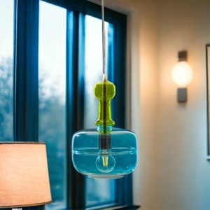 Glass pendant lights modern fall decor, blown glass pendant, pendant light for kitchen island, Modern hanging lights, Glass pendant image 1