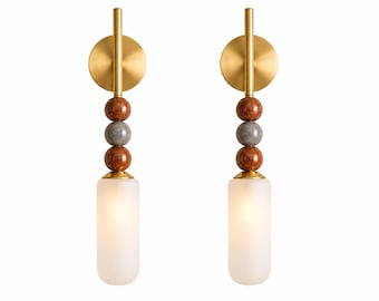Frosted Glass Wall Sconce, Bathroom Vanity Wall Light, Brass Wall Lamp, Modern Bathroom Lighting, Bedside Wall Light Fixture