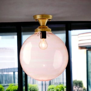 Semi Flush Mount light - ceiling light - Brass ceiling light - Globe lamp - custom lighting - Edison Bulb - Modern Semi Flush Mount light