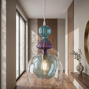 Blown Glass Pendant Light – Celestial Raindrop, Modern Ceiling Fixture