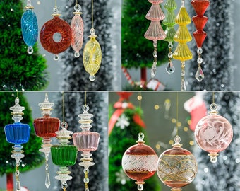 Set of 80 Glass Blown Ornaments, egyptian glass christmas ornaments, handblown glass ornaments christmas, christmas tree decoration