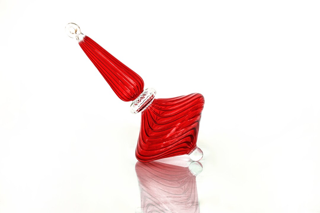 Red Glass Tree Topper Ornament , Stained Glass Christmas Ornament