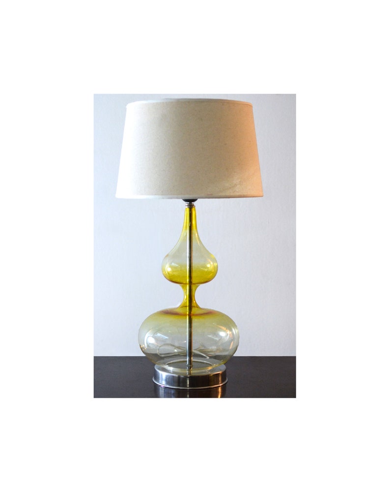 Yellow hued Modern Table lamps , Home decorative bedside lamps , bedside lamp pair , nightlights , blown Glass bedroom lamp , Desk lamp image 3