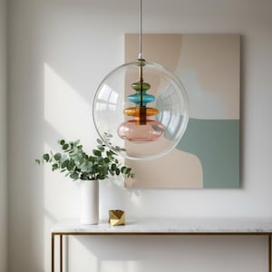 Lámpara colgante Prism Glow: lámpara colgante de vidrio soplado para la decoración de la cocina, colores personalizados.