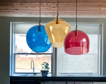 Set of Three Modern  Hanging Lights over Bar