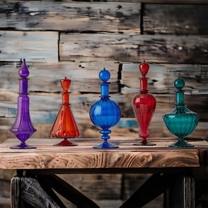 decanter set personalized 5 - decanter sets - decanter set - fragrance decant - decanter - blown glass decanter - Artisan Blown Glass bottle