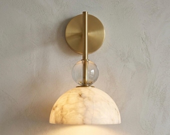 Aplique de pared de alabastro / Lámpara de pared / Lámpara de tocador para baño / Lámpara de mesita de noche / Iluminación de pared moderna / Lámpara de pared de piedra