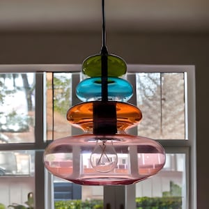 Multicolored Blown Glass light pendant Custom colors