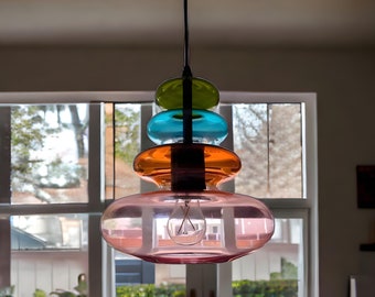 Multicolored Blown Glass light pendant Custom colors