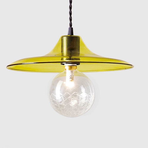 Rounded HANDMADE Deco light fixture , Hanging lamp shops for Dining room lights , hand blown glass pendant,Modern ceiling lights