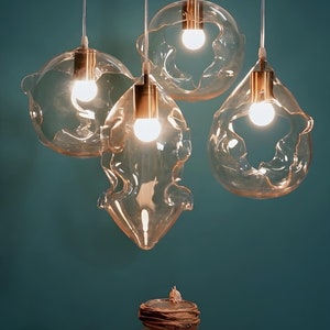 Set of 4 seashell Modern pendants lights - kitchen island light - ceiling light - blown glass pendant - large pendant light - ceiling light