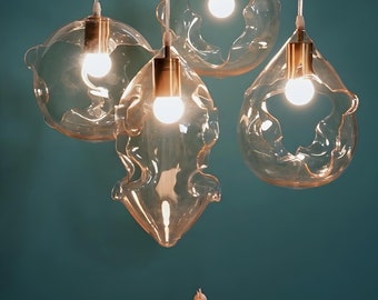 Set of 4 seashell Modern pendants lights - kitchen island light - ceiling light - blown glass pendant - large pendant light - ceiling light