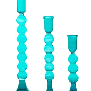 Bubble Handmade Glass Candle holder , Romantic Candle , candle stick holder for wedding gift , vintage glass candle holder Aqua Turquoise