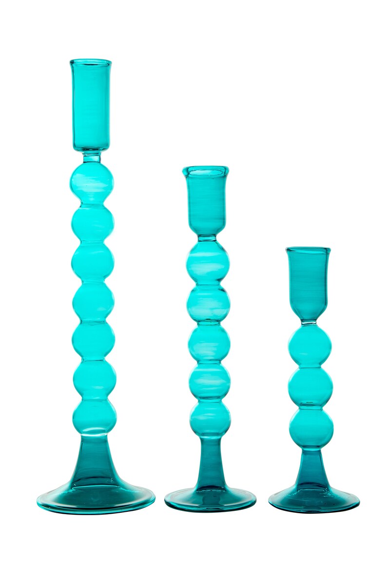 Bubble Handmade Glass Candle holder , Romantic Candle , candle stick holder for wedding gift , vintage glass candle holder Aqua Turquoise