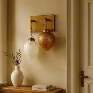Frosted Double Glass wall hanging lights - wall sconce - wall lamp - bathroom vanity - sconces - sconce lighting - unique lighting home deco