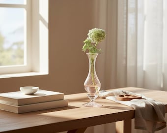 Handblown Glass Bud Vase - Elegant Pink Swirl Glass Vase for Floral Display and Home Decor