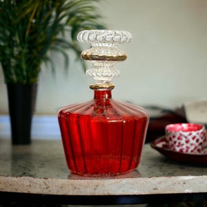 Red Mini Christmas Bottle Gift for Table decoration | Blown Glass bottle | Christmas decoration Bottle