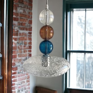 Frosted Blown glass light pendant - kitchen decor -  glass blown pendants - custom lights - ceiling light fixture - blown glass pendant