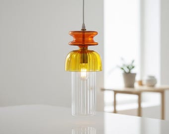 Handblåst glaspendellampa – Modern köksöbelysning