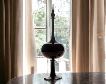 Dark Black Vintage Classic Decanter bottle with stopper ,custom decanter , Handmade Blown Glass Bottle, made with love, Handmade Gift