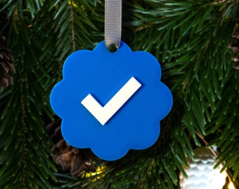 Verified Blue Check Mark Christmas Ornament