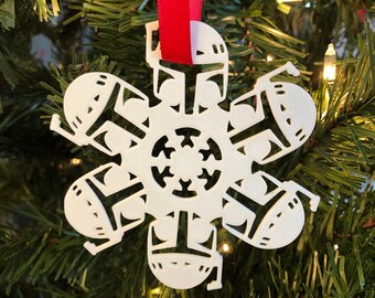 Boba Fett Snowflake Christmas Tree Ornament