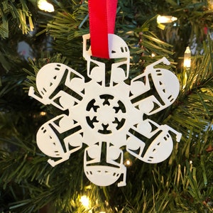 Adorno navideño de copo de nieve de Boba Fett