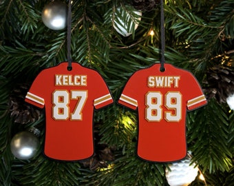 Travis Kelce #87 and Taylor Swift #89 Jersey Ornaments