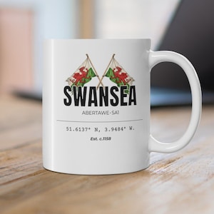 Swansea Mug, Abertawe SA1 Coordinates Coffee Mug