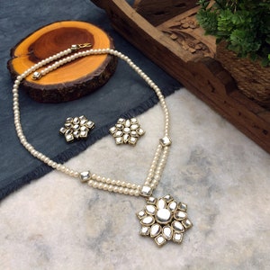 Kundan Necklace, Pendant Set For Women, Kundan Earrings Summer Wedding, Indian Jewelry, Diwali / Festive Jewelry, Statement Necklace Set