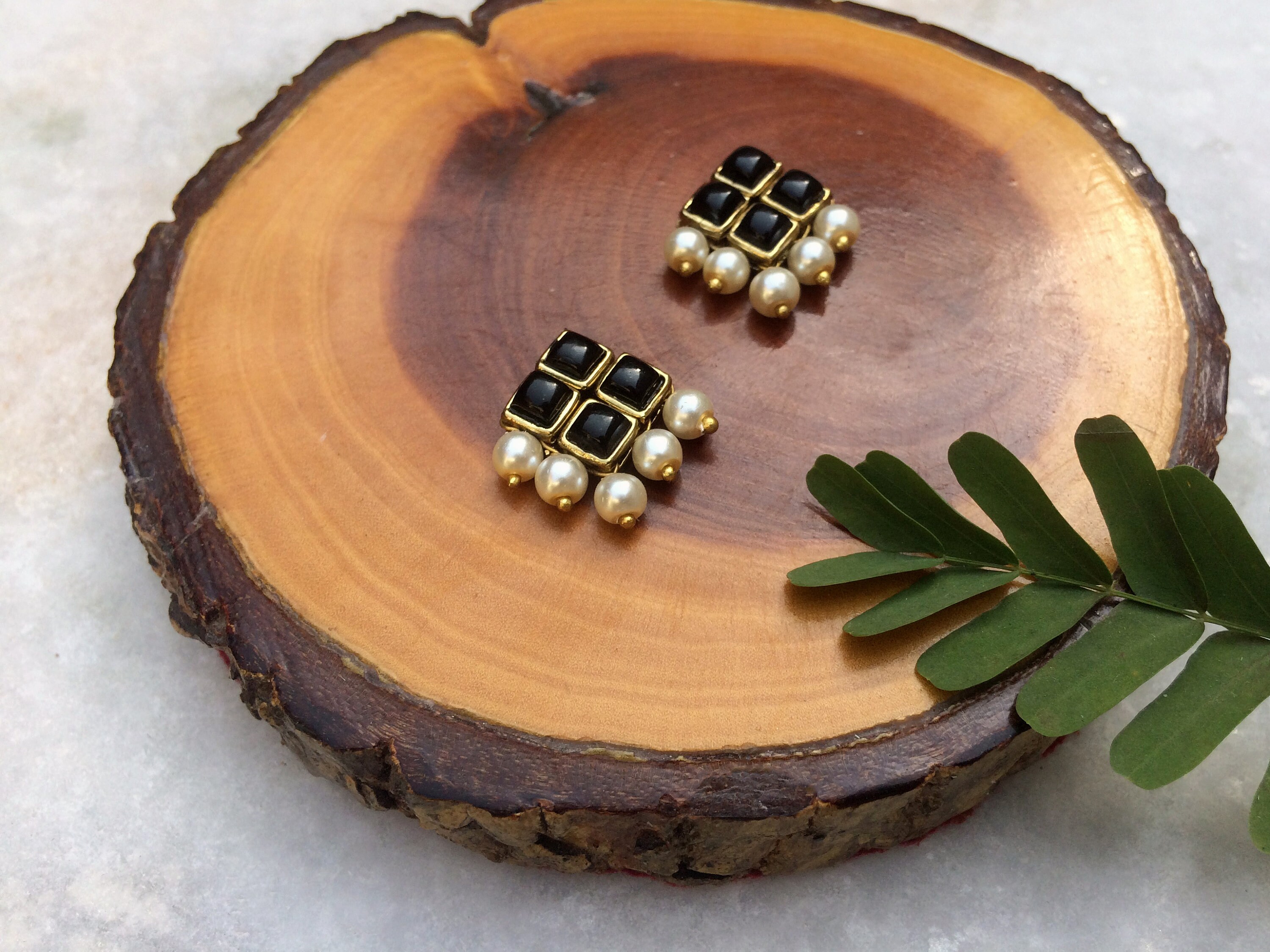 Faux Pearl Stud Earrings Handmade Indian Contemporary Etsy