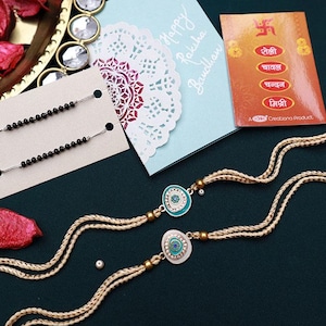 Evil Eye Rakhi e cartão, Rakshabandhan, Rakhri para irmão, Shubh Dhaga Bhai Rakhi, Rakhi Combo, saudações, presente, conjunto de 2, fio Nazariya