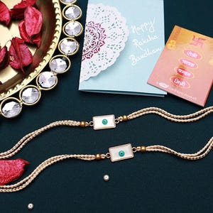 Rakhi mauvais œil et carte, Rakshabandhan, Rakhri pour frère, Shubh Dhaga Bhai Rakhi, Rakhi combo, voeux, cadeau, lot de 2, fil Nazariya