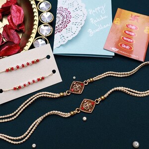 Deux croix gammées / Satya Rakhi et carte, Rakshabandhan, Rakhri pour frère, Shubh Dhaga Bhai Rakhi, Rakhi Combo, salutations, cadeau, fil Nazariya