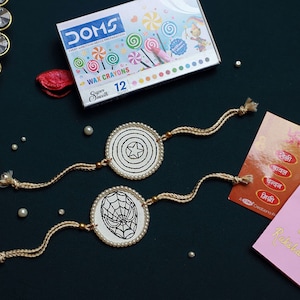 DIY Cartoon Kids Rakhi, Rakshabandhan, cartão Rakhri feito à mão para irmão, combinação Bhai Rakhi, saudação Rakhi, presente Rakhi para criança, lápis de cera