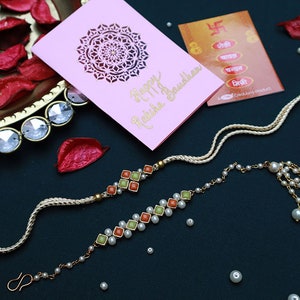 Rakhi e cartão feitos à mão, Rakshabandhan, Rakhri para irmão, Shubh Dhaga Bhai Rakhi, Bhabhi Rakhi / Lumba / Sister Rakhi Combo, saudações, presente