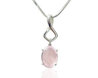 Morganite Pendant, June Birthstone, Oval Cabochon Shape Pendant, 925 Solid Sterling Silver Jewelry, Beautiful Handmade Jewelry Pendant