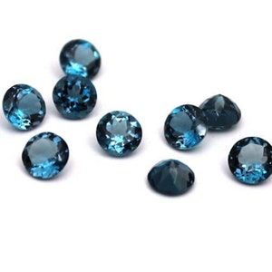 1mm To 5mm Round | Natural London Blue Topaz | Faceted Cut Loose Gemstone AAA Excellent Quality | Full Calibrated Sizes |  For Jewelry |