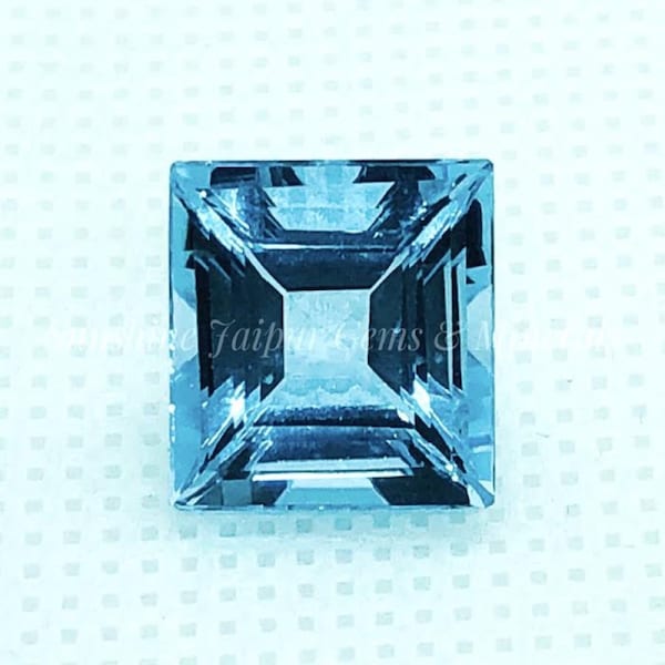 7mm To 16mm Square Natural Sky Blue Topaz | Faceted Cut Loose Gemstone AAA Excellent Quality | For Jewelry Ring Earrings Pendants |