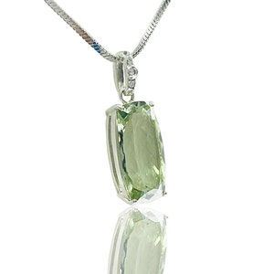 Green Amethyst Pendant, February Birthstone, Cushion Cut Pendant, 925 Solid Sterling Silver, Pendant Gift For Her, Handmade Pendant image 2