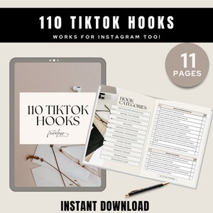 110 TikTok Hooks | Strategie wzrostu Instagrama | Marketing cyfrowy | Tworzenie treści w mediach społecznościowych | Zrobione za Ciebie | Wzrost TikTok