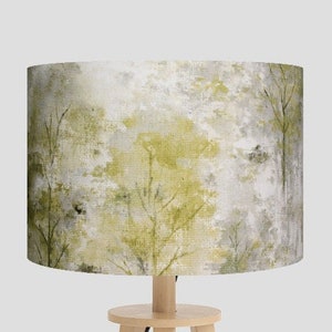Handmade Green Forest Drum Lampshade: Tree Print, 20-40cm