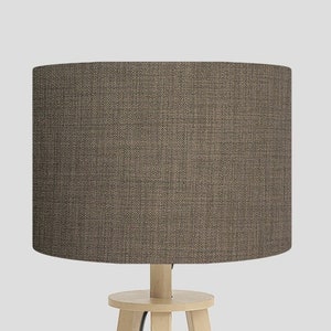 Abat-jour tambour fait main : tissu Linoso Mist, table/sol/plafond
