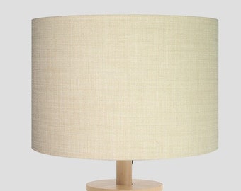 Handmade Drum Lampshade: Linoso Cream Fabric, Table/Floor/Ceiling