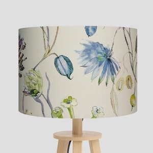 Butterfly Garden Fabric Drum Lampshade: Handmade Floral Shade