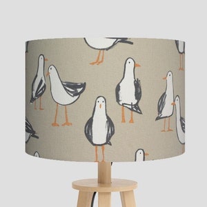 Seagull Fabric Drum Lampshade: Handmade Coastal Decor